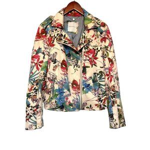 Rino & Pelle Floral Suede-Feel Jacket With Zippered Pockets & Cuffs Snap-Button